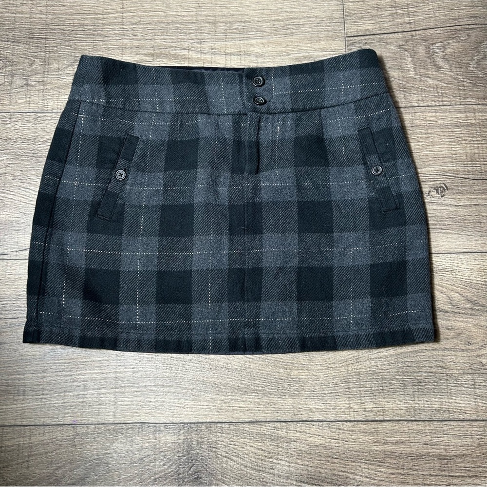 Gap Black & Gray Plaid Mini Skirt | Women’s Size 10 | Lined | Preppy